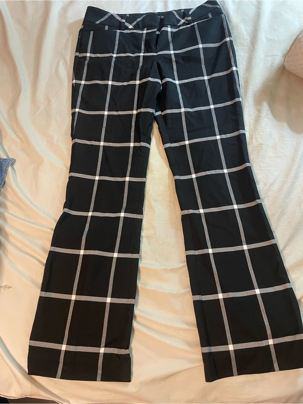 New York & Company Black Windowpane Boot-Cut Pants